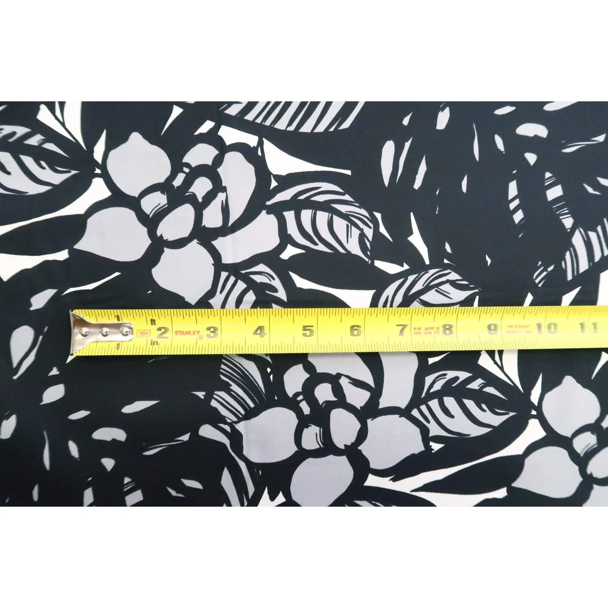 Modern Floral Cotton Fabric | Black & Grey BLK-0009C