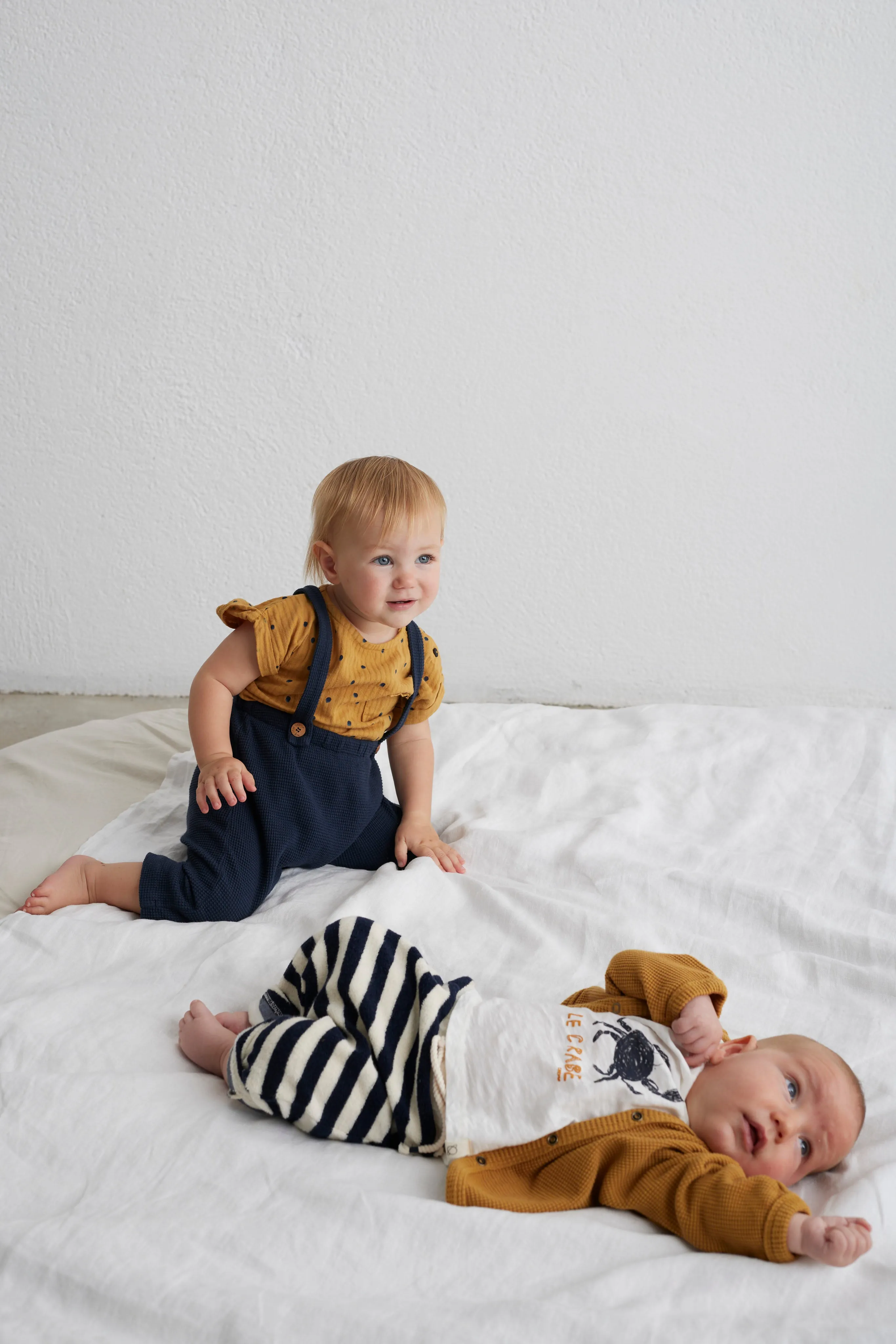 Navy Towelling Stripes Baby Pants