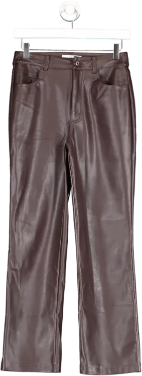 Never Fully Dressed Brown Vegan Leather Trousers UK 8