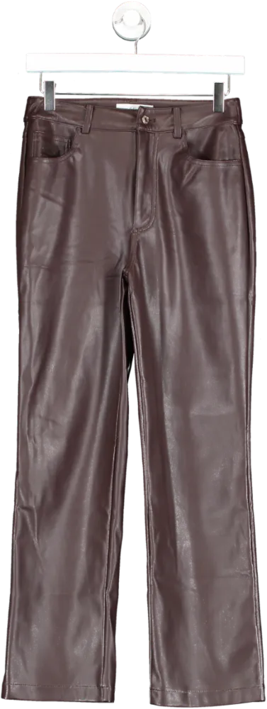 Never Fully Dressed Brown Vegan Leather Trousers UK 8