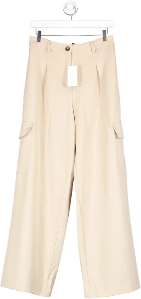 New Look Nude Wide Leg Cargo Trousers UK 10