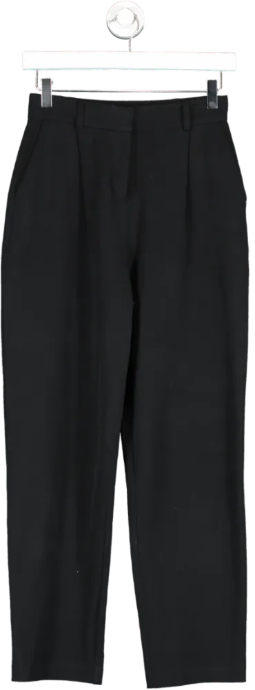 Novo Black High Waisted Cropped Premium Cotton Cigarette Trousers UK 8