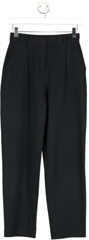 Novo Black High Waisted Cropped Premium Cotton Cigarette Trousers UK 8