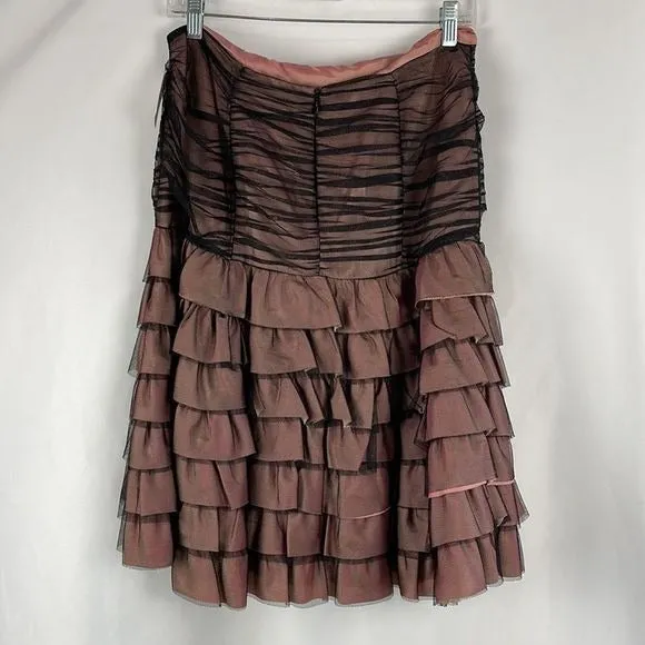 NWT NanetteLepore Black Mesh over Pink Skirt