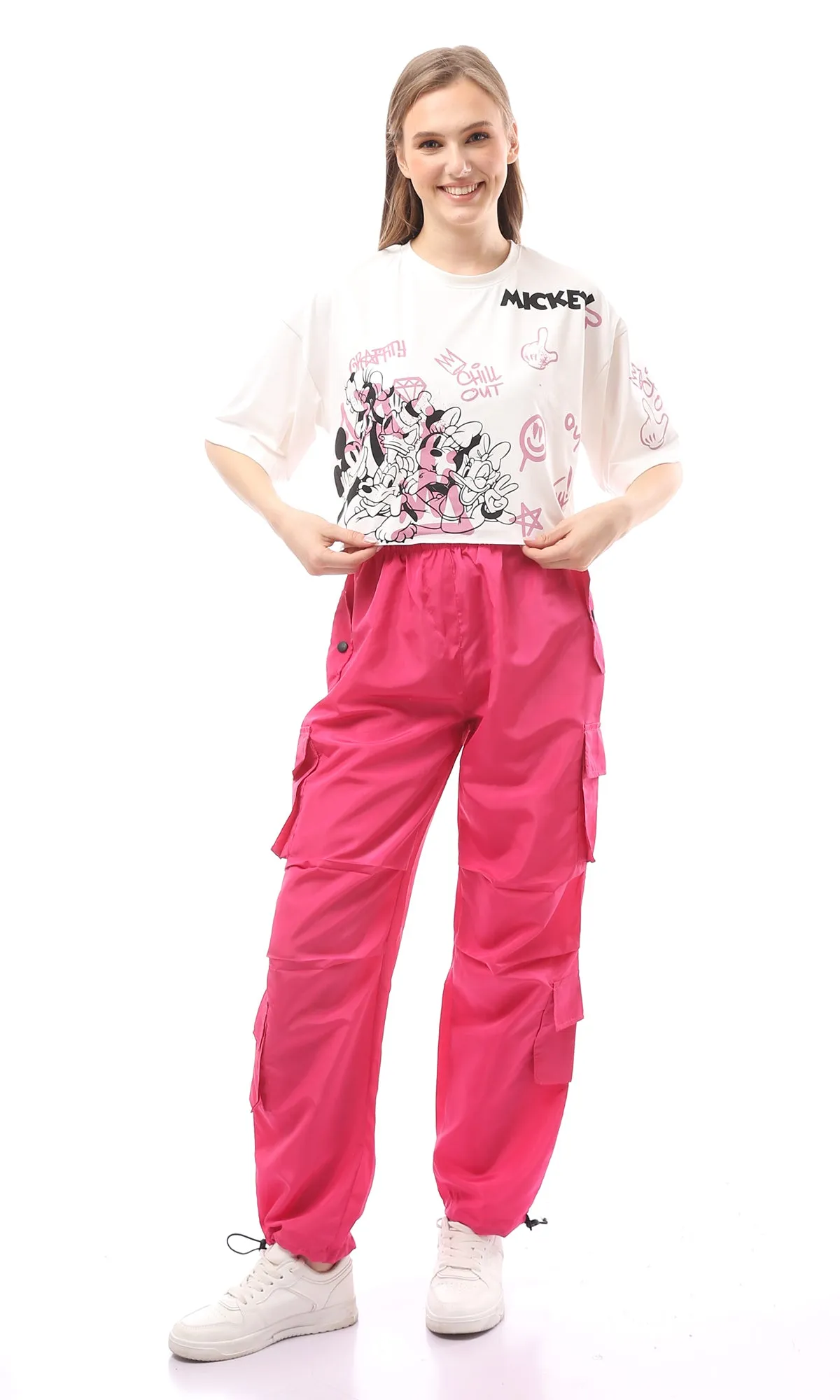 O170604 Fuchsia Waterproof Pants With Side Pockets