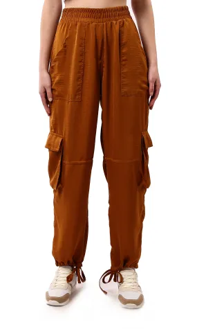 O179138 Slip On Havana Jogger Pants With Lace Up Hem