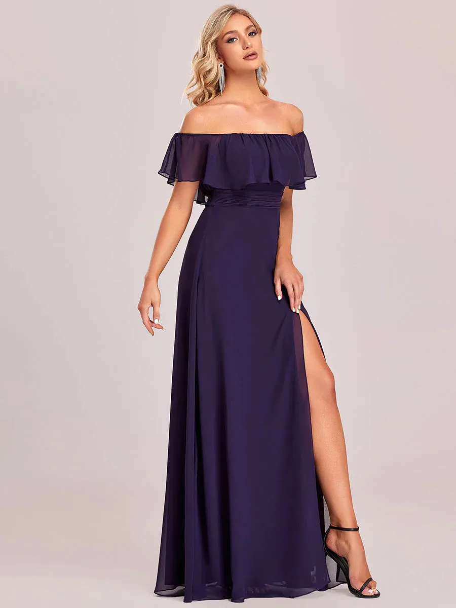 Off Shoulder High Split Bridesmaid Dress