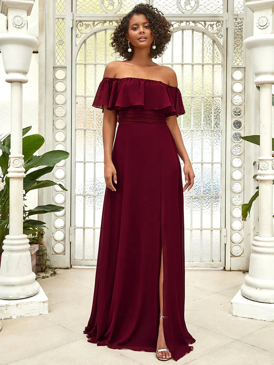 Off Shoulder High Split Bridesmaid Dress