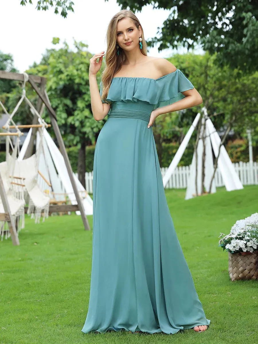 Off Shoulder High Split Bridesmaid Dress