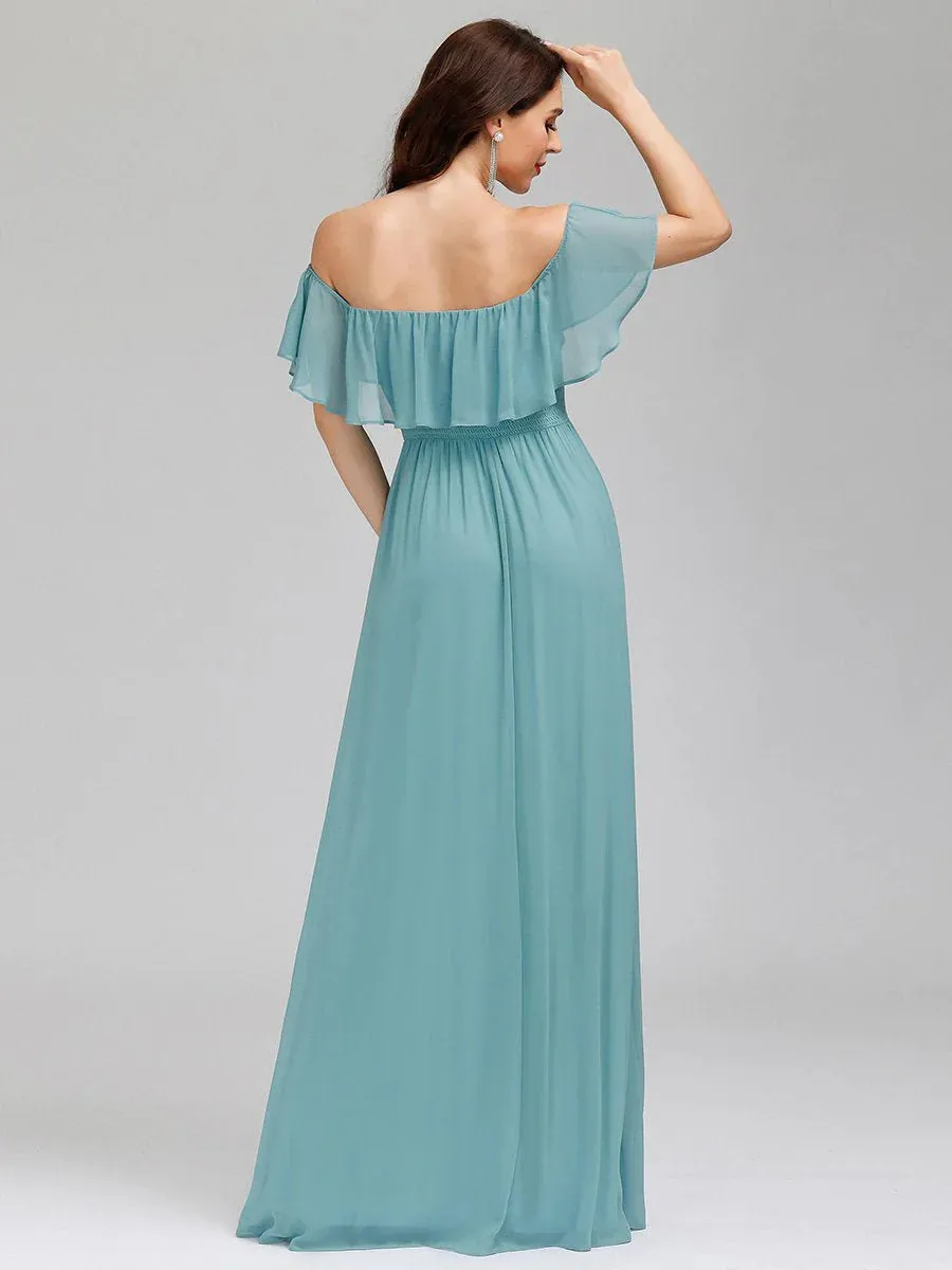 Off Shoulder High Split Bridesmaid Dress