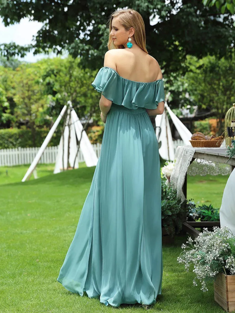 Off Shoulder High Split Bridesmaid Dress