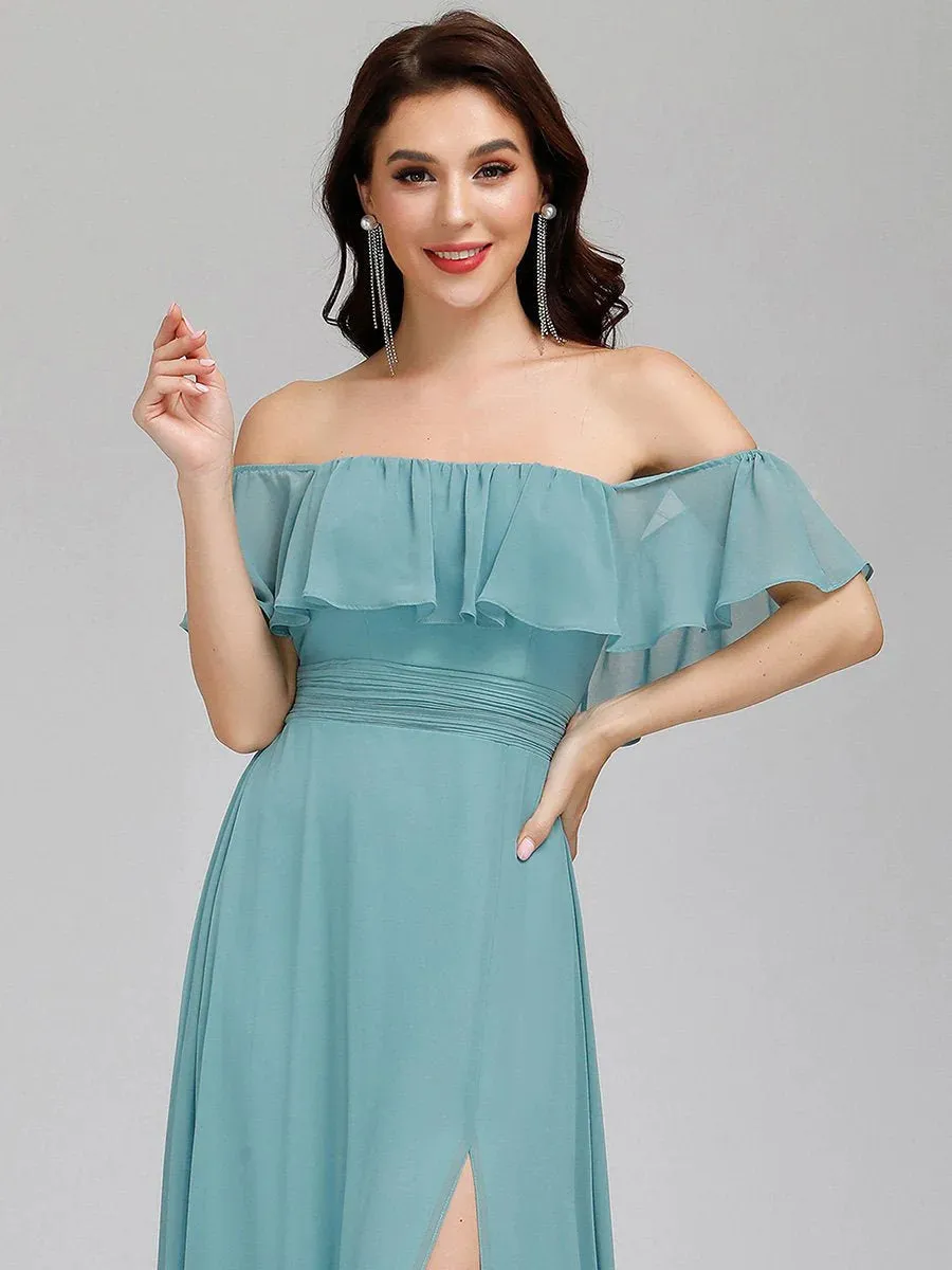 Off Shoulder High Split Bridesmaid Dress