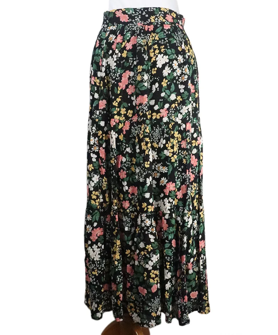 Reformation Black Floral Print Skirt sz 4