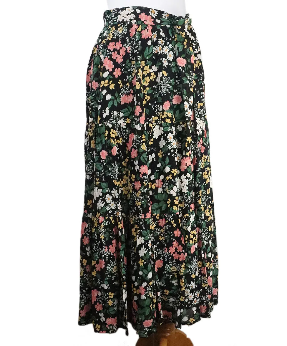 Reformation Black Floral Print Skirt sz 4