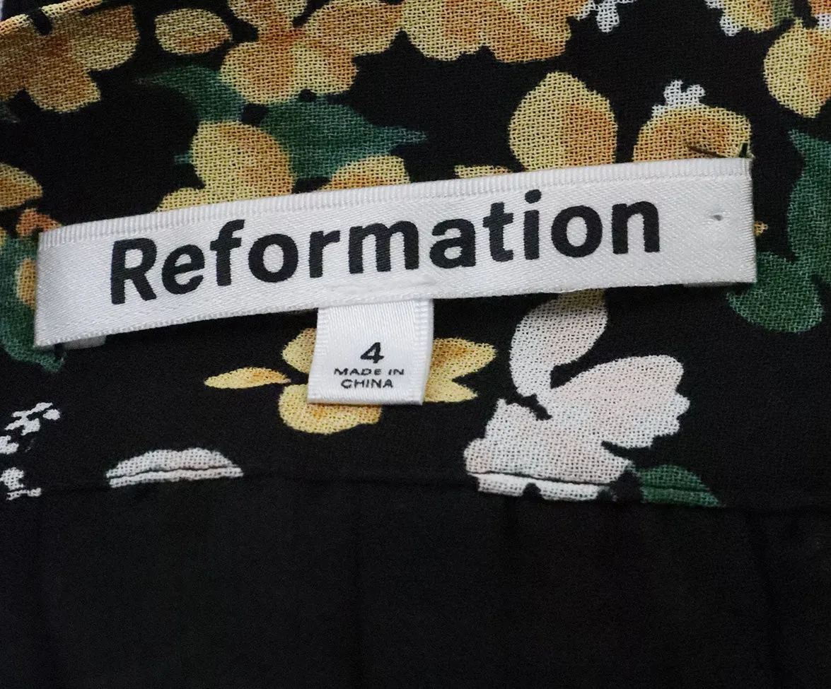 Reformation Black Floral Print Skirt sz 4