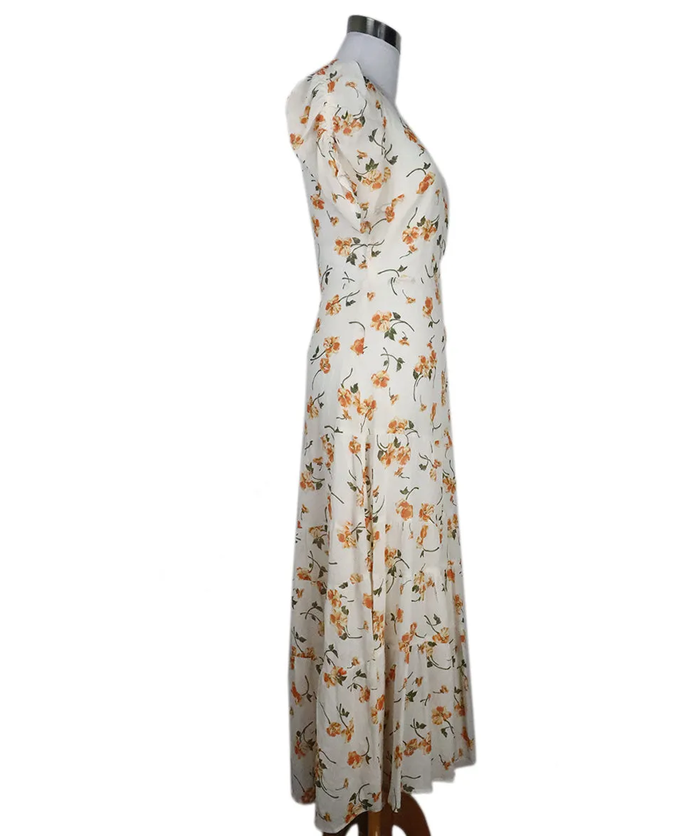 Reformation White & Orange Floral Print Dress sz 2