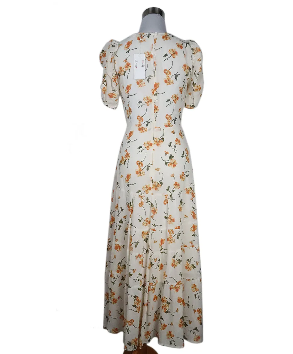 Reformation White & Orange Floral Print Dress sz 2