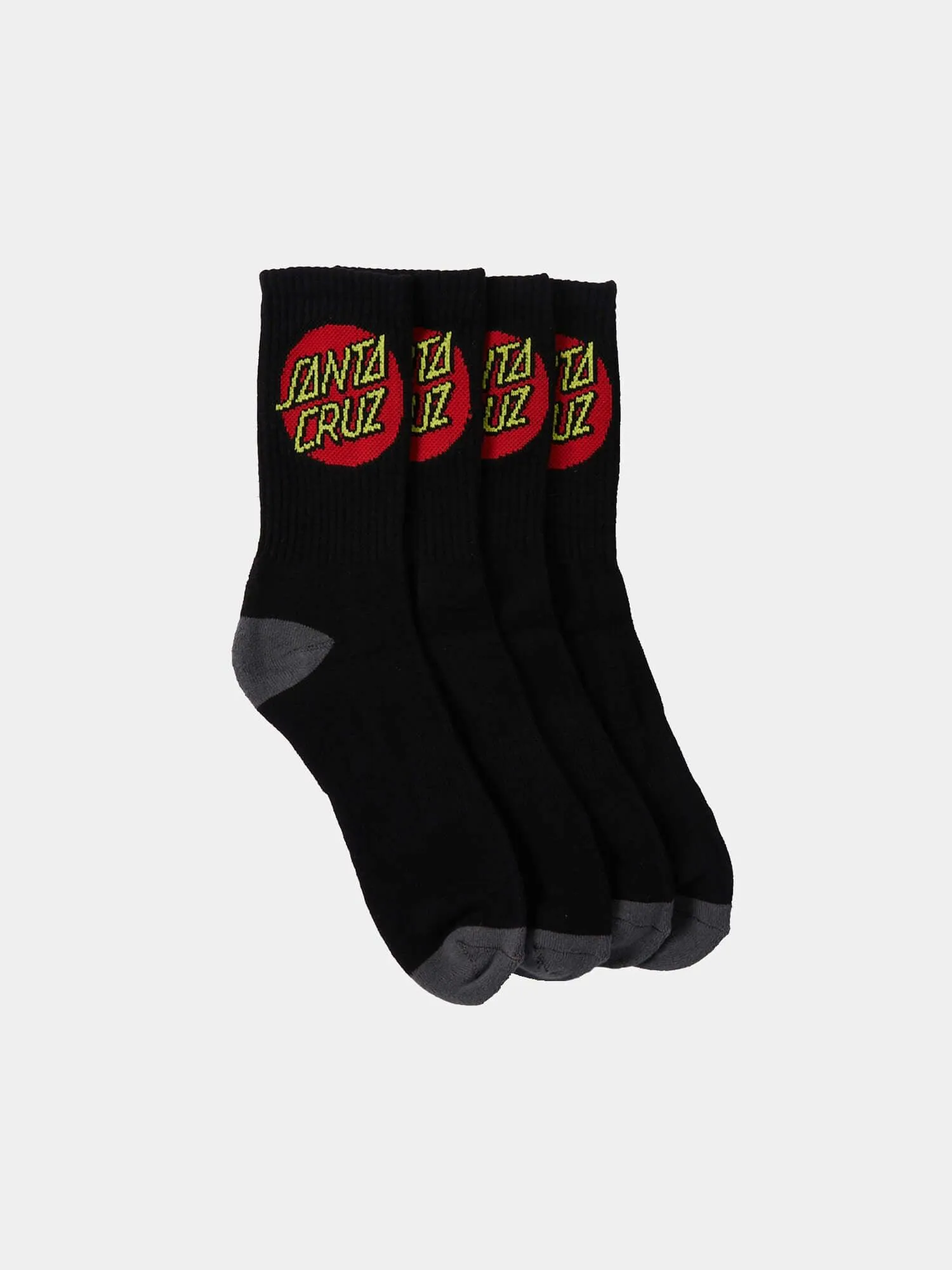 Santa Cruz Youth Classic Dot 4 Pack Socks - Black