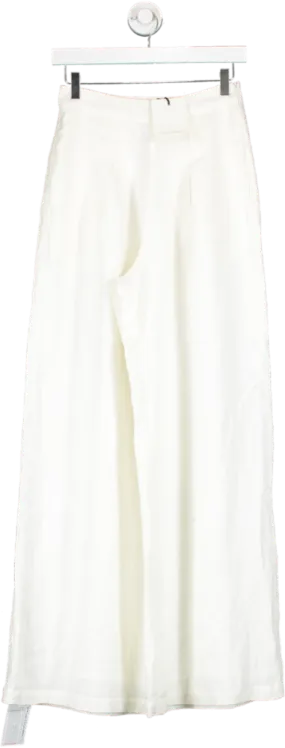 Second Summer White Santamaria Wide Leg Linen Trousers UK XS