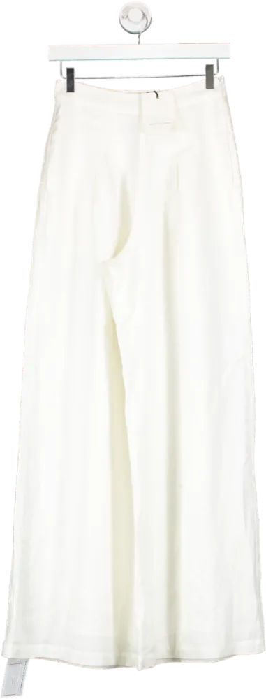 Second Summer White Santamaria Wide Leg Linen Trousers UK XS