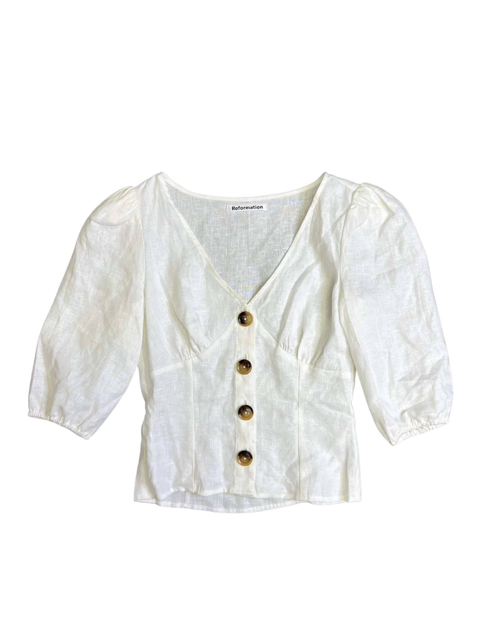 Size 4 - Reformation White Linen Top