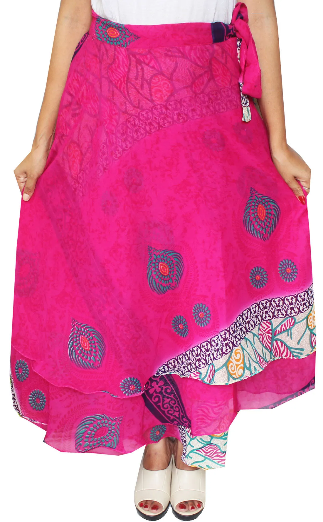 Skirt Womens Magic Beach Wrap Around India Clothes (Magenta)