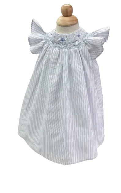 Tartine et Chocolat Blue Lavande Striped Embroidered Smocked Dress 0-3 Months