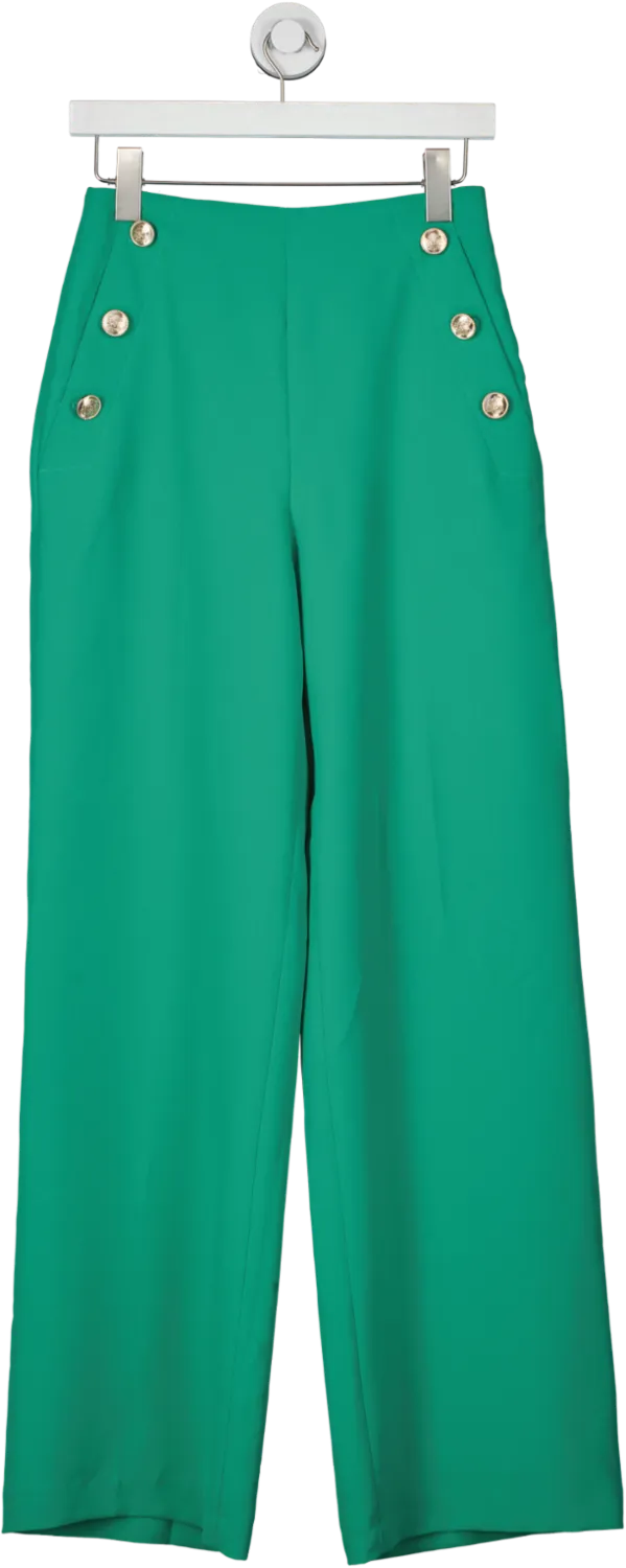 Ted Baker Green Llaylat Embossed Button Wide Leg Trousers size 1