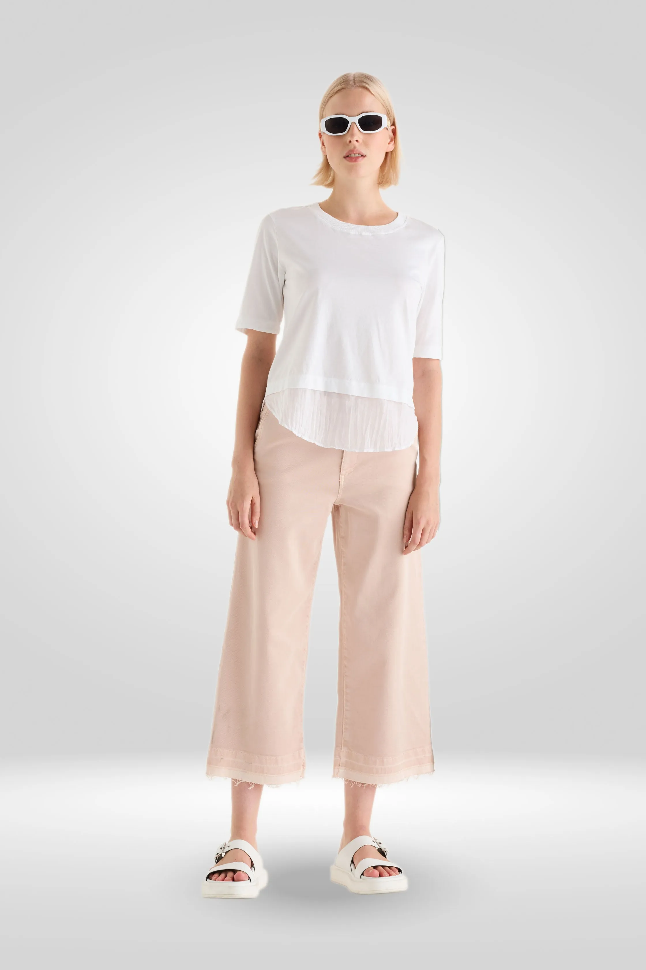 Wide-Leg Trousers with Fringe Garment Dyed 052U 3881