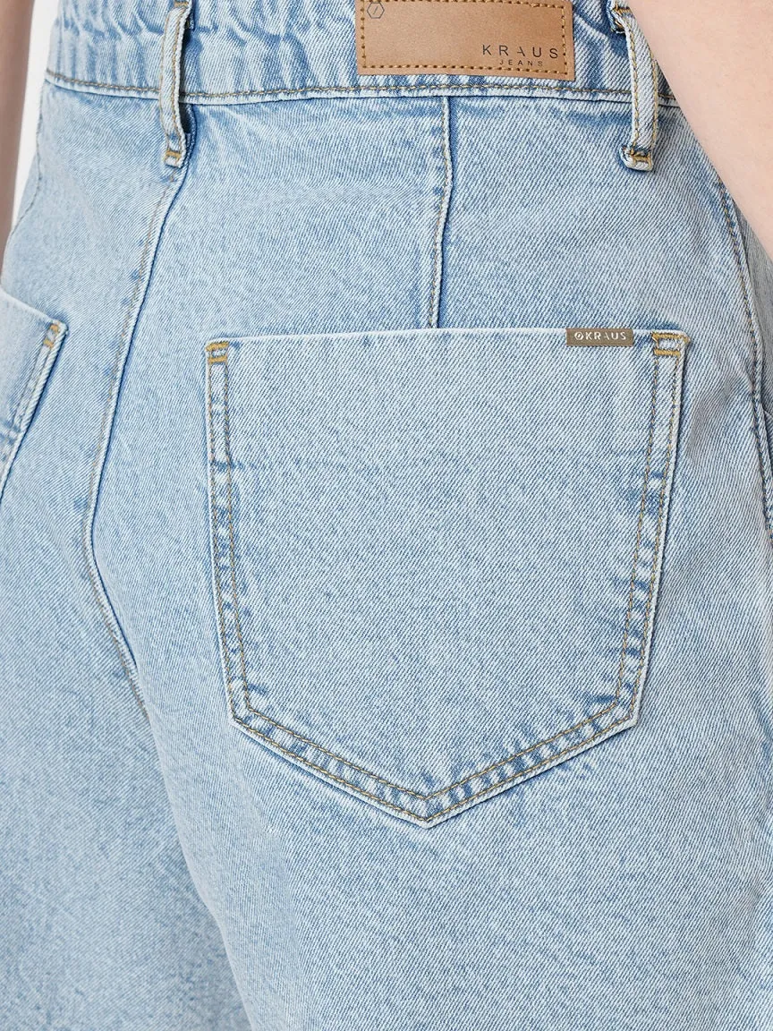 Women Light Blue Denim Skort/Skirt