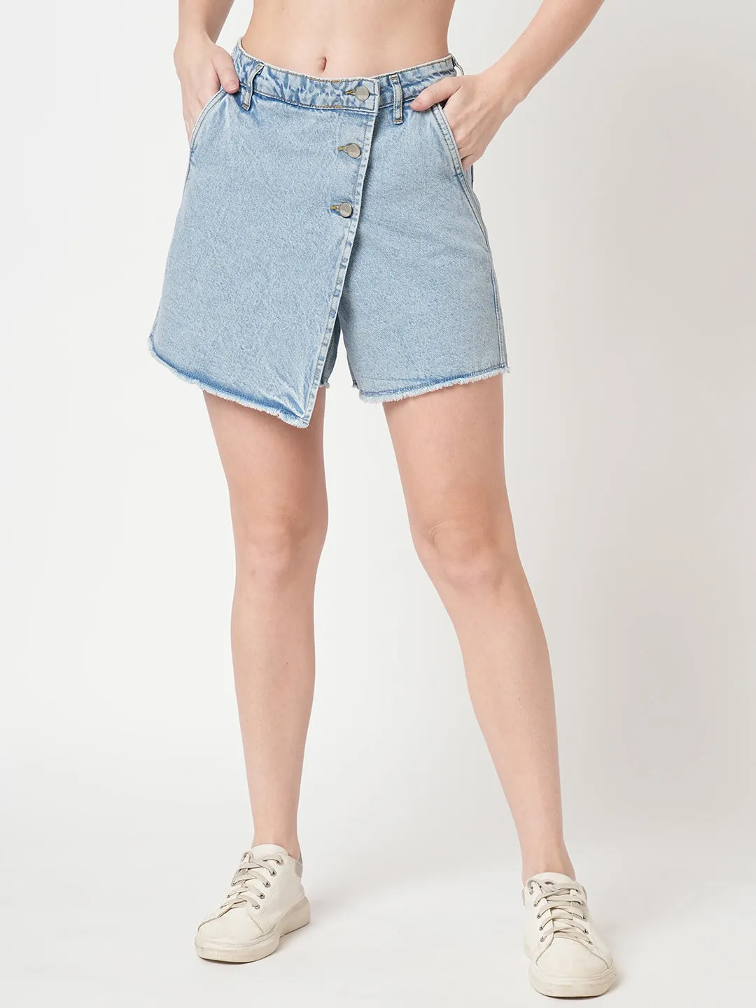 Women Light Blue Denim Skort/Skirt