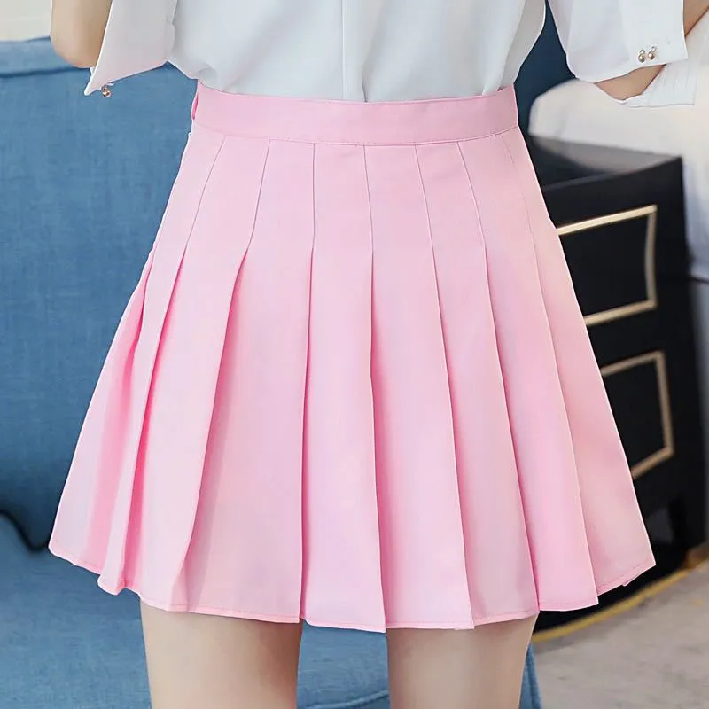 Women's High Waist Sexy Mini Pleated Skirts Dance Gothic School Student Sweet Girl Summer Pink Blue Short Vintage Plaid Skater