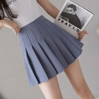 Women's High Waist Sexy Mini Pleated Skirts Dance Gothic School Student Sweet Girl Summer Pink Blue Short Vintage Plaid Skater