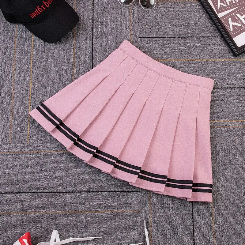 Women's High Waist Sexy Mini Pleated Skirts Dance Gothic School Student Sweet Girl Summer Pink Blue Short Vintage Plaid Skater