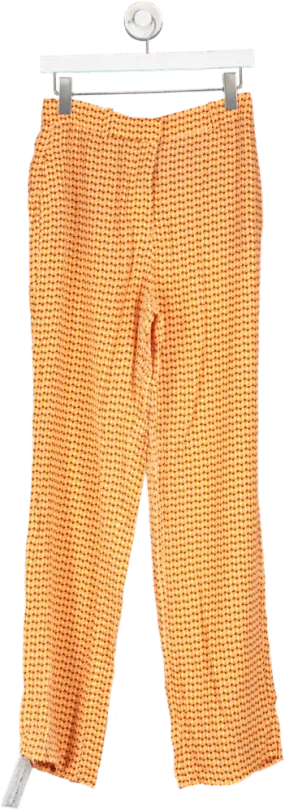 ZARA Orange Geometric Pattern Trousers UK S