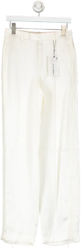 ZARA White Satin Straight Leg Trousers UK XS