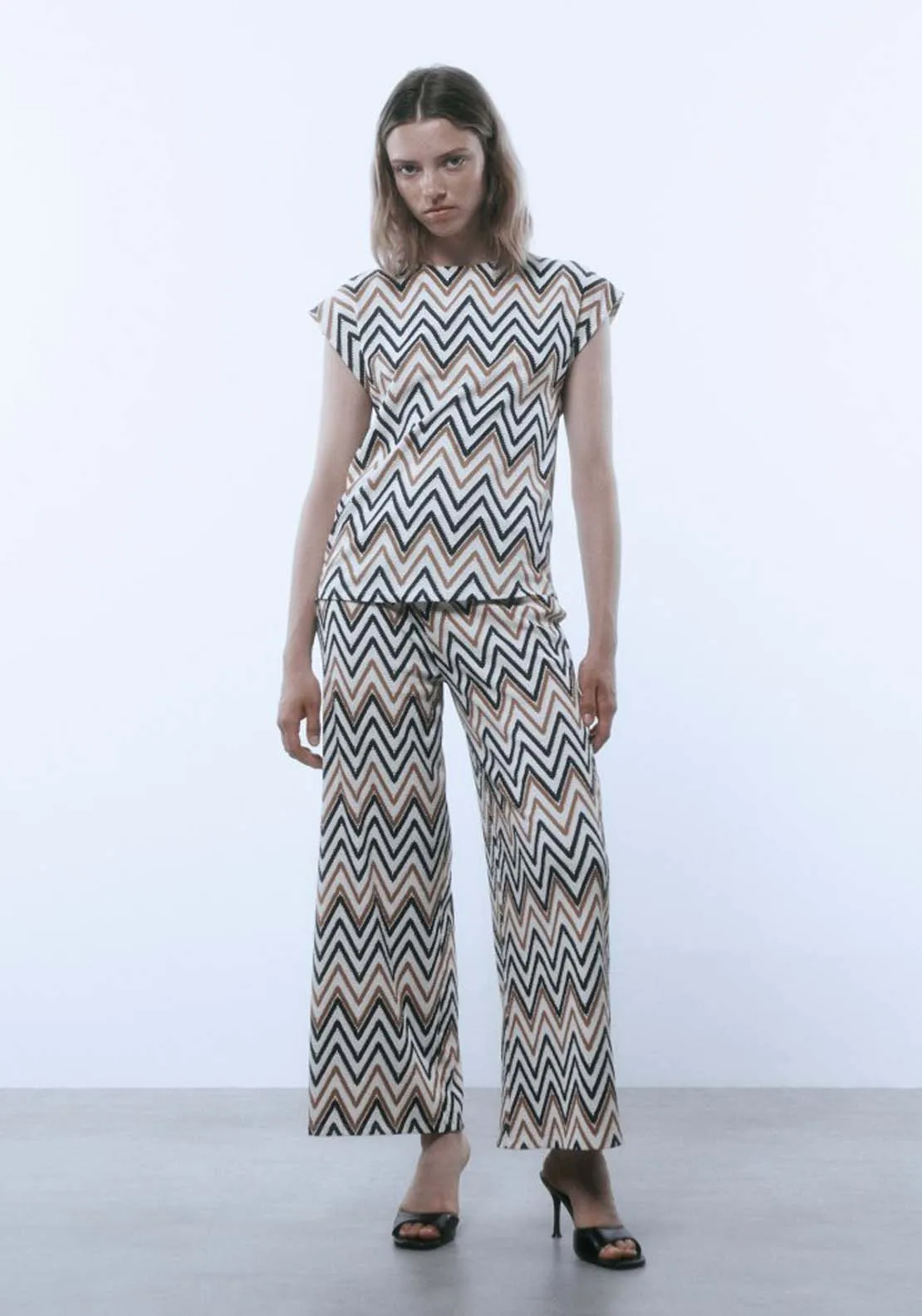 Zig-zag structured trousers - Yellow